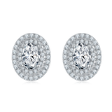 Laatikui 1ct Moissanite Stud Earrings for Women, D Color VVS1 Clarity Halo Oval Cut Moissanite Earrings in S925 Sterling Silver