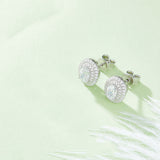 Laatikui 1ct Moissanite Stud Earrings for Women, D Color VVS1 Clarity Halo Oval Cut Moissanite Earrings in S925 Sterling Silver