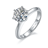 2 Carat Round Cut Moissanite Engagement Ring- Bridal Set - Classic Ring - Solitaire Ring - 18k White Gold Over Silver