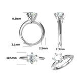 2 Carat Round Cut Moissanite Engagement Ring- Bridal Set - Classic Ring - Solitaire Ring - 18k White Gold Over Silver