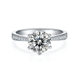 LAATIKUI 2 Carat Round Cut Moissanite Engagement Ring- Bridal Set - Classic Ring - Solitaire Ring - 18k White Gold Over Silver