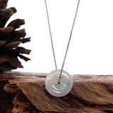 "Good Luck Button" Necklace Lavender Jadeite Jade Lucky Ping An Kou Pendant Necklace