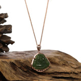 "Laughing Buddha" Genuine Nephrite Green Jade Buddha Pendant Necklace