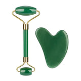 "Yang" High Qi Energy Dark Green Chinese Jade Double Roller and Scraping Board Set