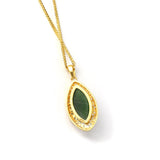 Classic Marquise" Sterling Silver Nephrite Green Jade Classic Marquise Pendant Necklace