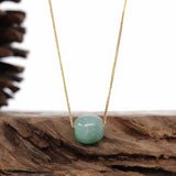"Good Luck Button" Necklace Rich Forest Green Jade Lucky TongTong Pendant Necklace