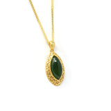 Classic Marquise" Sterling Silver Nephrite Green Jade Classic Marquise Pendant Necklace