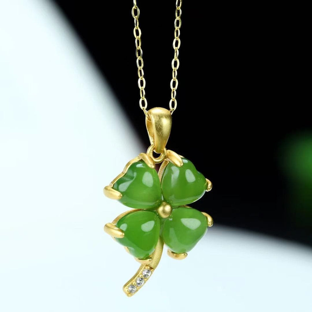 Wish Me Luck Necklace, Real Four-Leaf Clover Necklace