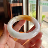 Yellow Burmese Jadeite Bangle Bracelet Ice Glutinous Seed