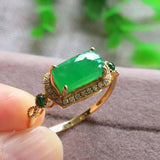 Natural Green Jade Ring Adjustable