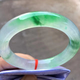 High Ice Burma Jadeite Bangle Bracelet Floating Green Flower