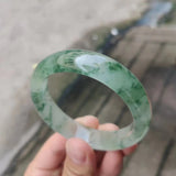 Jade Bracelet Ice Floating Green Flower Jadeite Bangle